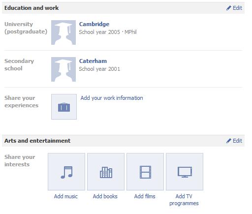 Facebook profile screenshot
